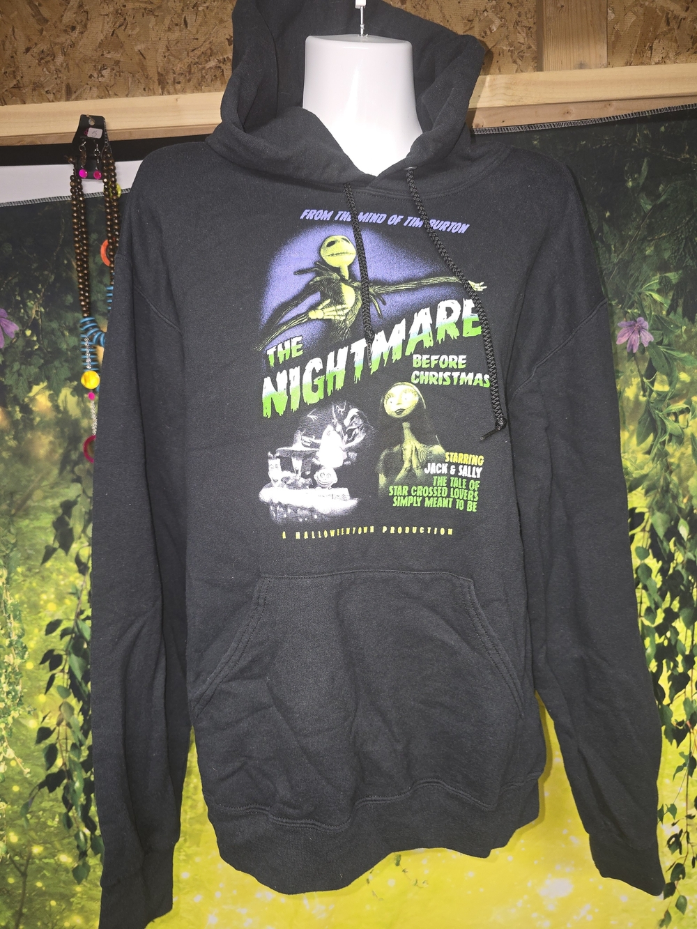 #161 The Nightmare Before Christmas Black Graphic Hoodie - Unbranded